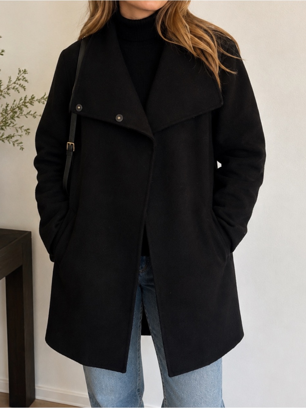 Weekend Max Mara Wool Blend Hidden Button Jacket Winter Coat Black